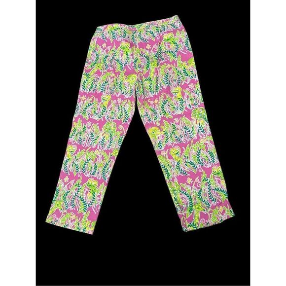 BEAUTIFUL WOMEN Rare PINK & GREEN Lilly Pulitzer cropped pants size 6 - Picture 3 of 7
